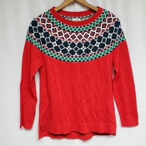 Crown and Ivy fair isle sweater red